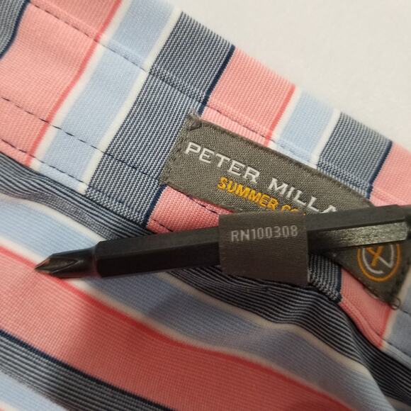Peter Millar Shirt Medium Polo Summer Comfort Short Sleeve Striped Golf - Picture 8 of 12